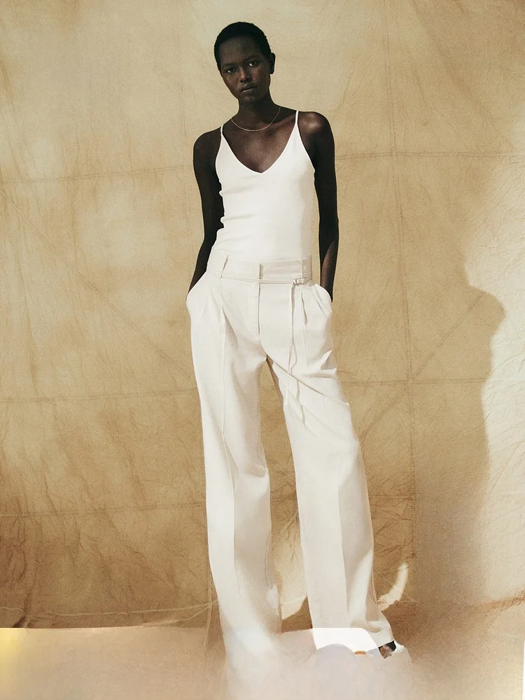 

Новые летние женские брюки H&M 1321624, элегантные, профессиональные, модные, с высокой талией, прямые брюки