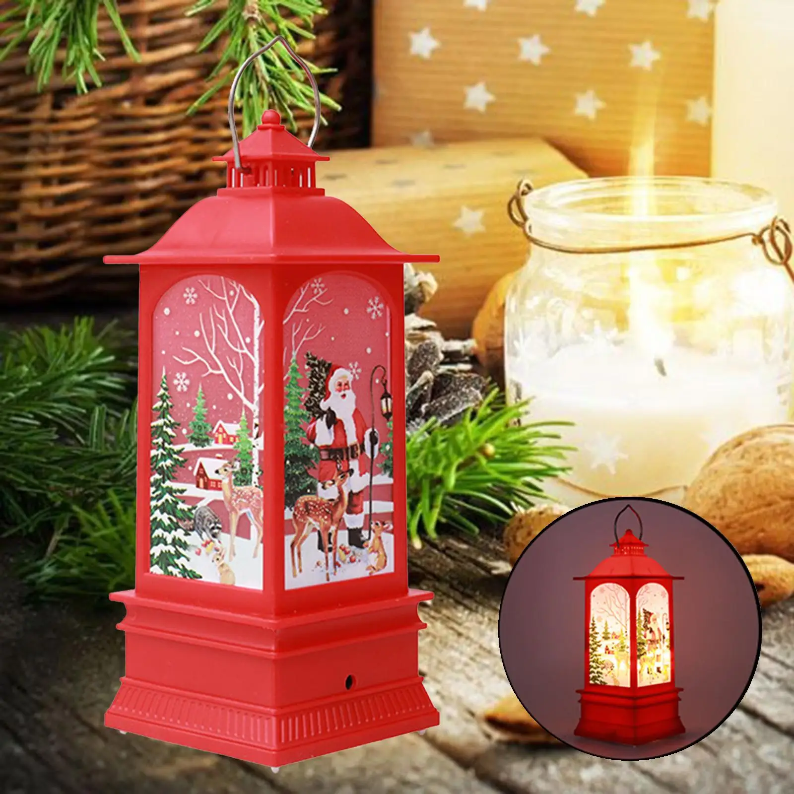 Battery/USB Operated Christmas Lanterns Night Lights Decor indoor Light Musical Light Lantern Desktop Hanging Ornament Lamp