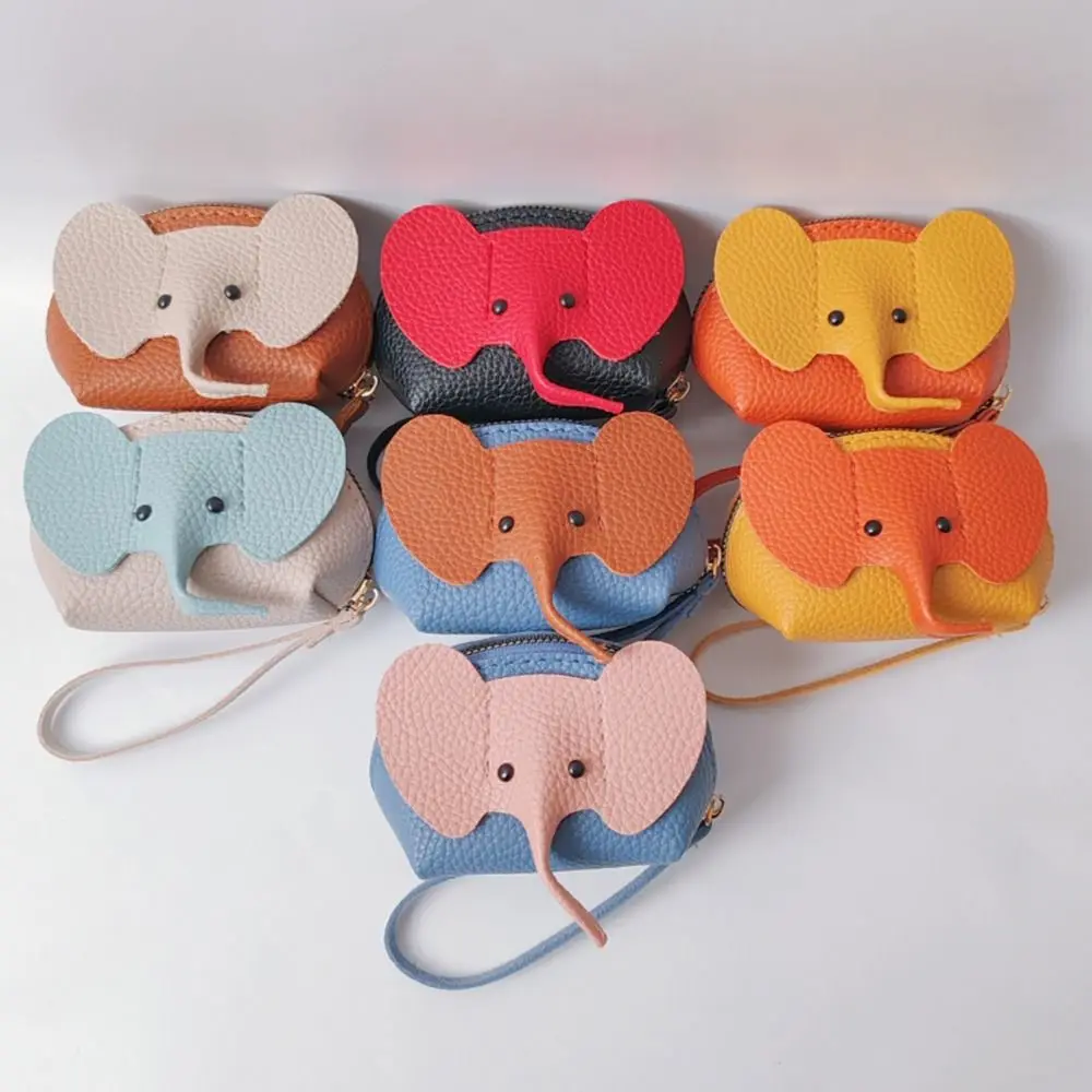 Clutch Purse PU Leather Elephant Bag Multifunctional Zipper Closure Card Bag Mini Size Creative Design Coin Purse Men's Use