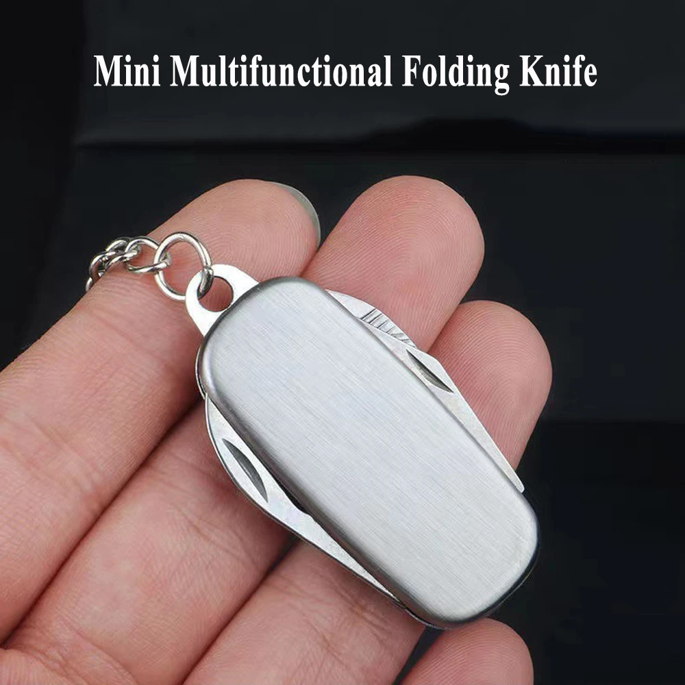 Stainless Steel Mini Multipurpose Folding Knife EDC Multitool Keychain Utility Pocket Knives Box Cutter Portable Hand Tools