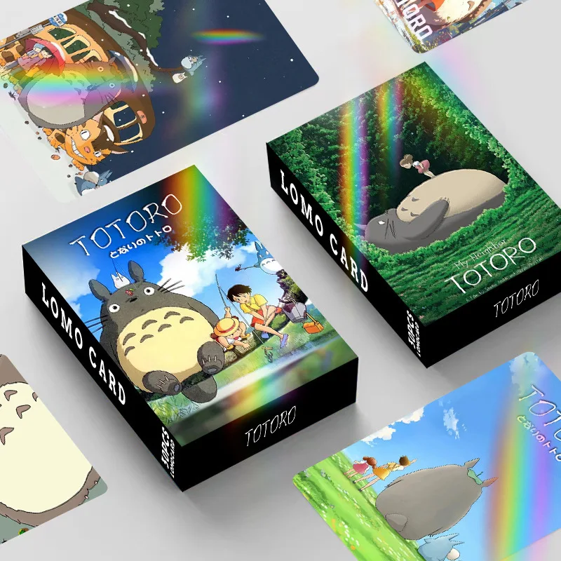 30Pcs Spot Laser Flash Card Totoro Box Small Cards LOMO Card Anime Peripheral Collection Card Photo Card