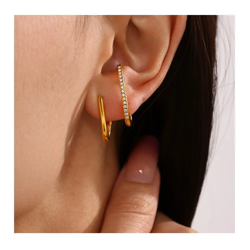

Seattle Light Luxury Line Handmade Zircon Ear Bone Clip Jewelry Ear Buckle Autumn and Winter Versatile Stainless Steel Jewelry