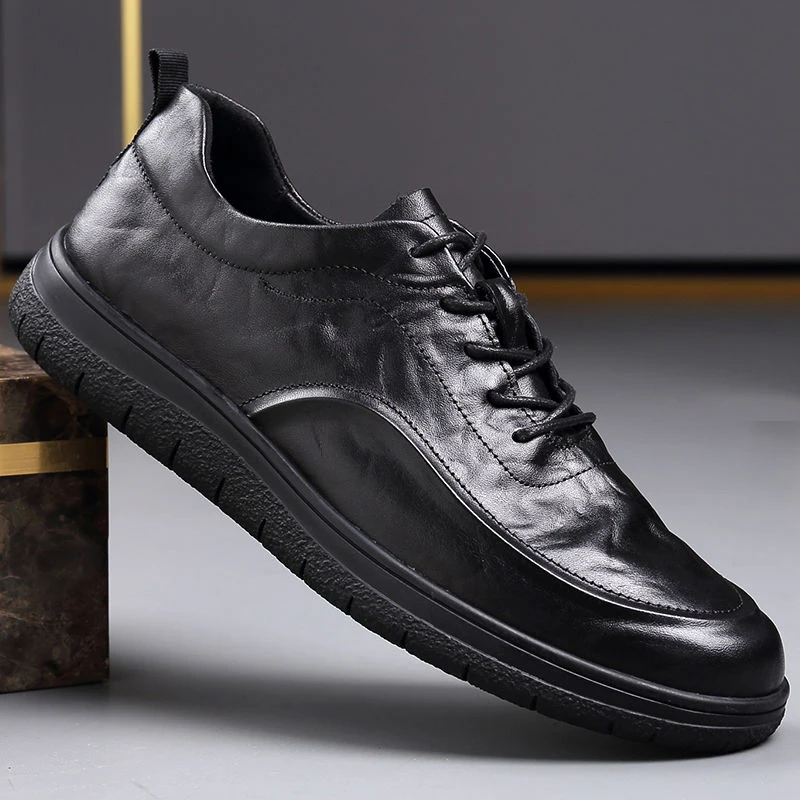 Fashion Genuine Leather Shoes Men Luxury Elegant Young Handsome Cowhide Sneakers Formal Business Party Dating Breathable Replica