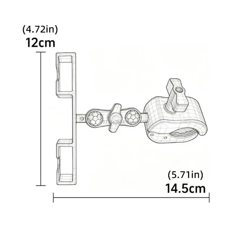 Motorcycle Bar Radio Mount with 360 Degree Ball Joint and Two Slot Holder for Handheld Radio or Speaker Unit Road Support