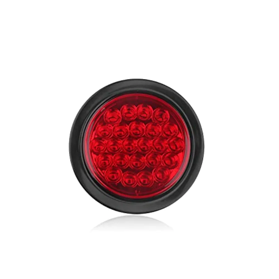4Pcs 4 Inch Round LED Trailer Tail Lights Red 24 LED Waterproof, 4 Inch Round Led Stop Turn Brake Tail Lights Flush Mount for T