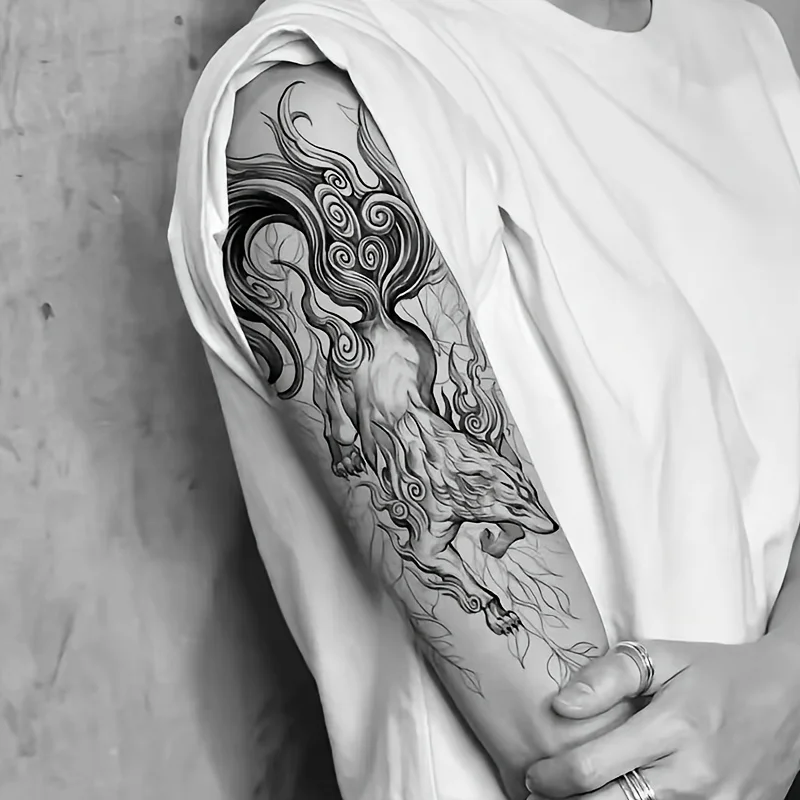 

6 large herbal tattoo stickers, waterproof and wear-resistant, with realistic effects, for temporary tattooing