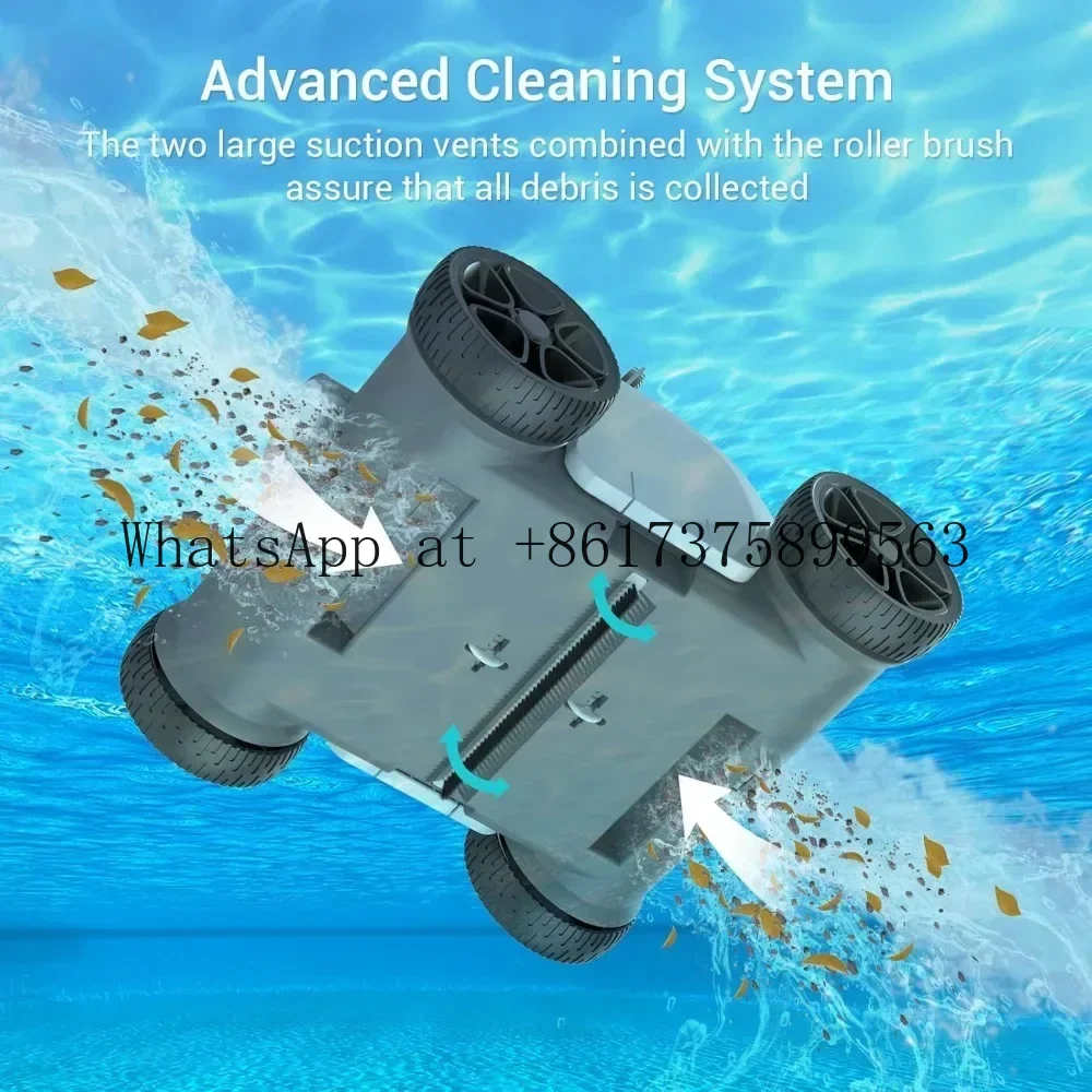 Cordless Robotic Pool Cleaner Cordless Pool Vacuum Robot With Dual Drive Motors Self Parking Technology 90 Mins Cleaning