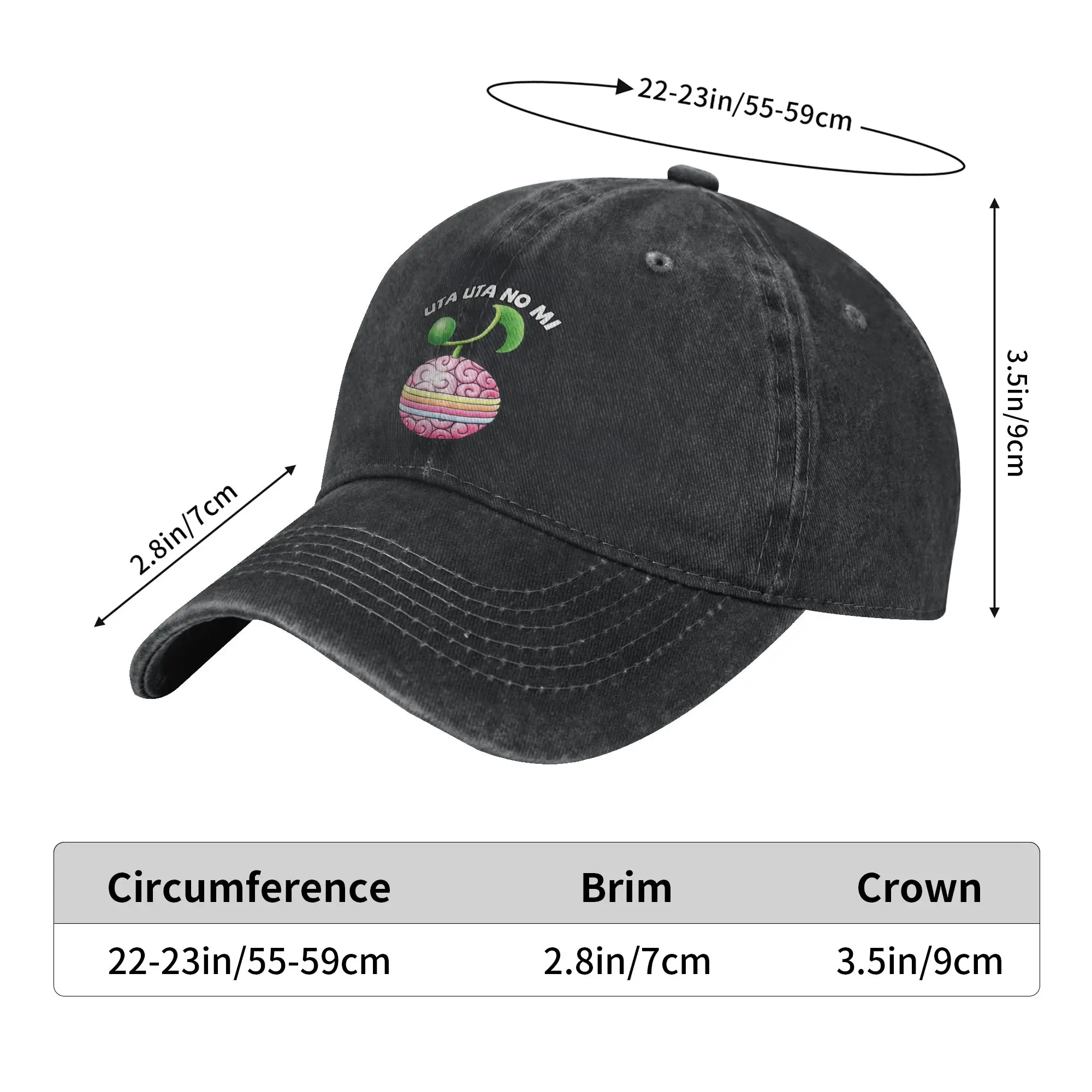 Uta Uta no Mi Devil Fruit Unisex Baseball Caps One Piece Distressed Washed Caps Hat Retro Outdoor Adjustable Fit Snapback Cap view 6