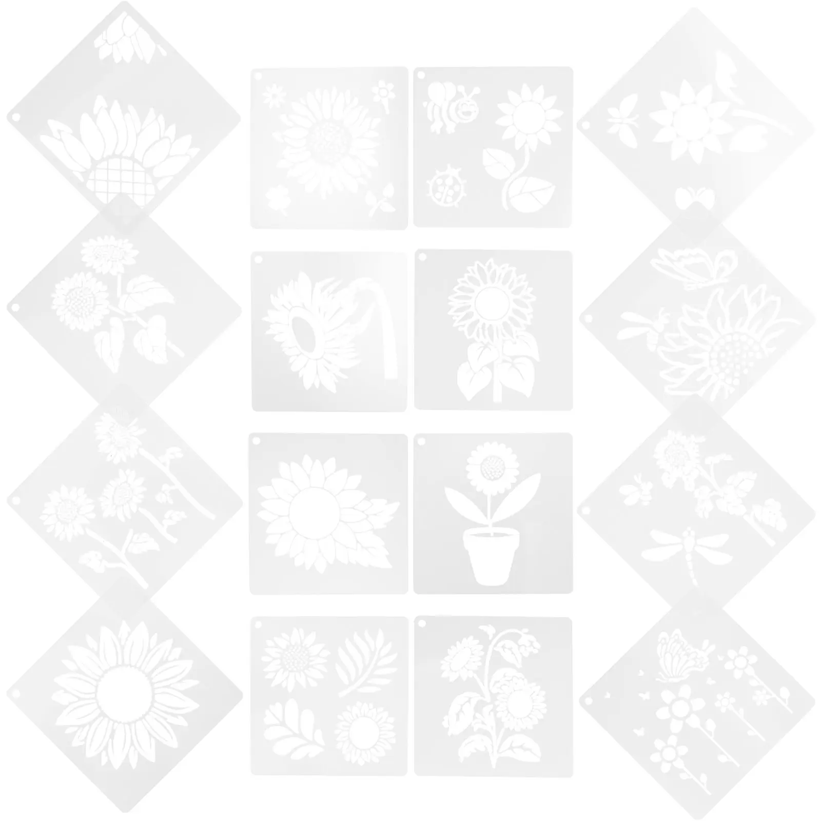 Multi-use Sunflower Art Painting Stencils Drawing Flowers Decorative Floral Templates