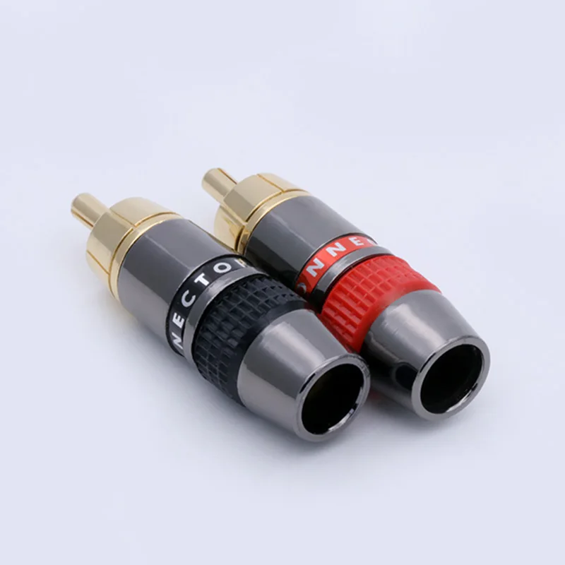 R Connector 1pair/2pcs Wire connector RCA male plug adapter Video/Audio Connector Support 8mm Cable black&red