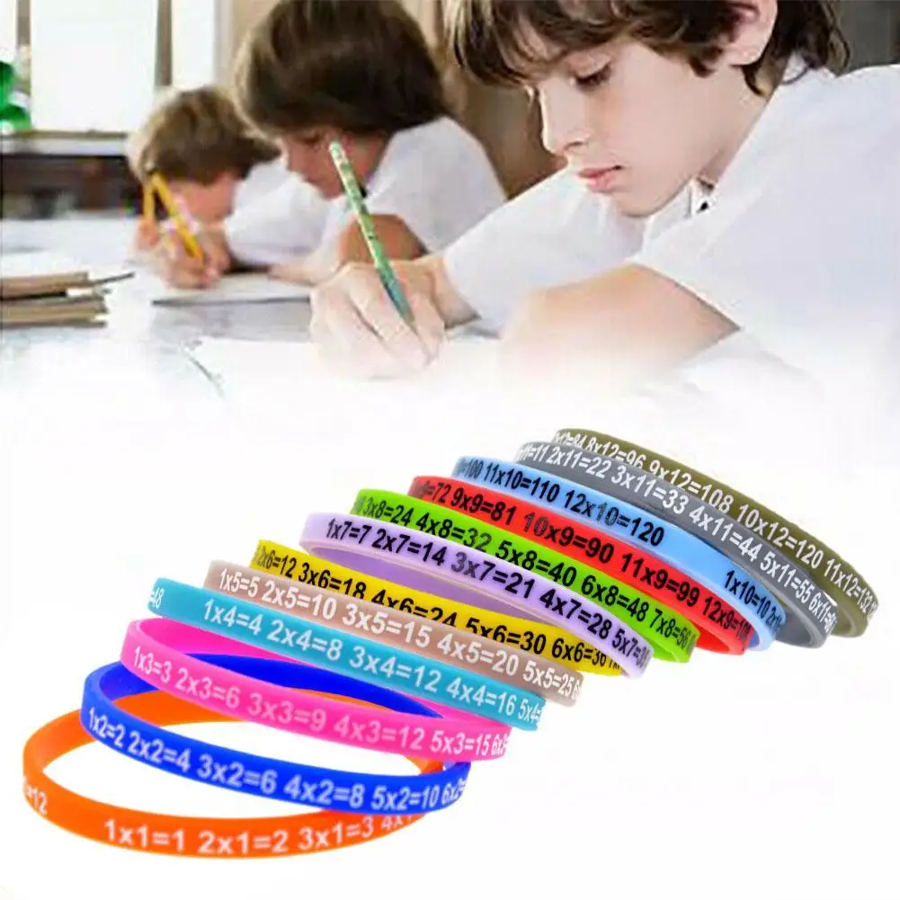 Soft Silicone 12pcs/set Multiplication Tables Bracelet Learn Math Education Wristband For Kids Preschool Teaching Aids Math M0x6