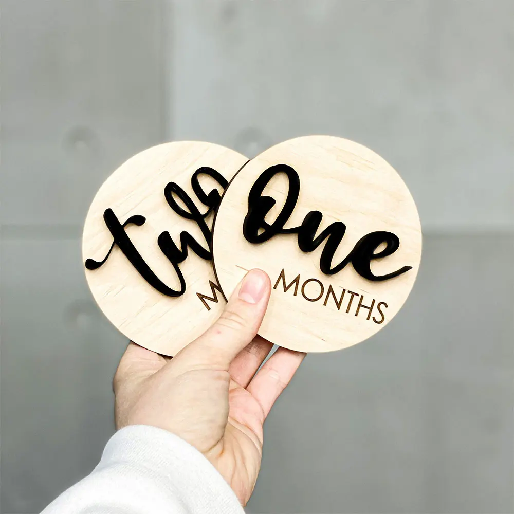 Hello World Baby Monthly Signs Baby Shower Gifts for New Moms Milestone Discs Baby Monthly Announcement Sign Set