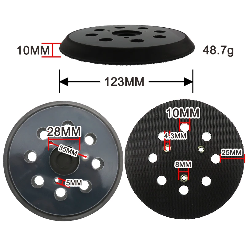 Papier de Verre Orbital de 5 Pouces, 8 Trous de 125mm, Tampon de Support à Boucle à Crochet, Tampon de Ponçage Électrique Makita, /05/2019 de Ponceuse pour le Meulage et le Polissage
