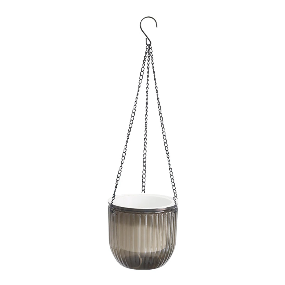Effective Drainage Flower Pot Decorative Pots Grey Hanging Flowerpot Lightweight Material Self-Watering System