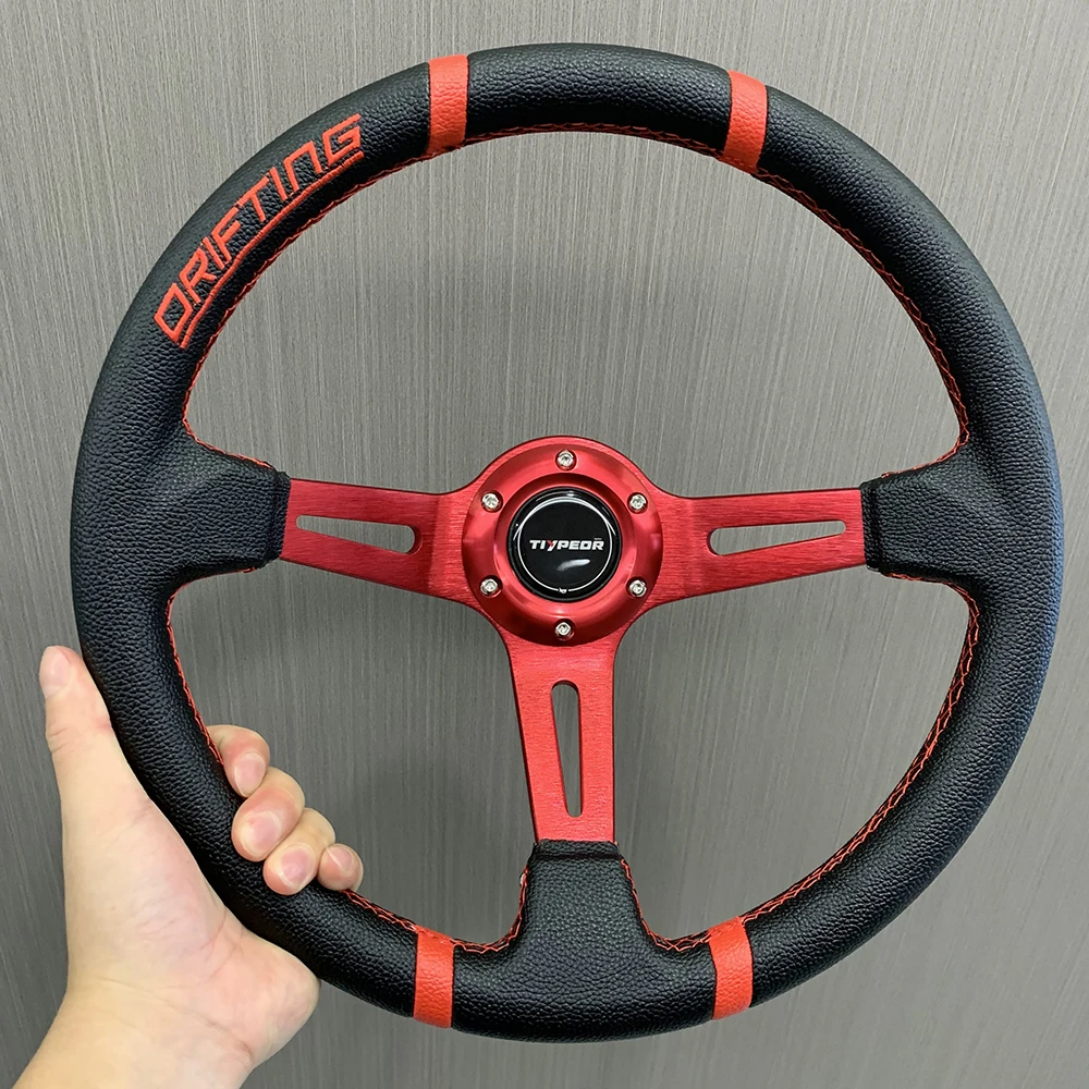 High quality Deep Dish PVC leather competitive drift steering wheel sim