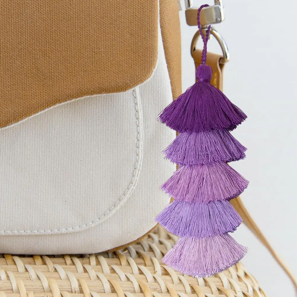 Polyester Fiber Tassels Colorful Gradient Tassel Charms for Bag Keychain Soft Handmade Craft Tassels for Handbag Costumes Silk