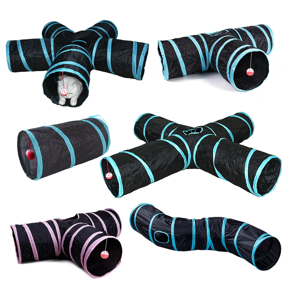 Wear-resistant Foldable Pet Animal Tunnels Cat Play Tunnel with Crinkle Playing Toy for Cats Guinea Pig Rabbits Funny Cat Supply