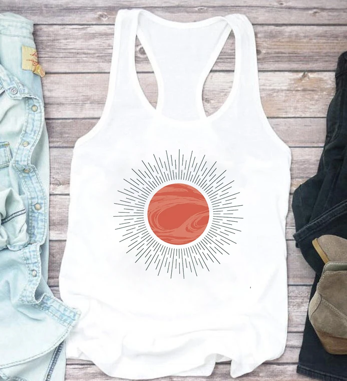 Bohemian Sunshine Tank Top Boho Tank Sun Womens Tops Boho Tank Festival 2022 Muscle Tank Tops Yoga Shirt Workout Tank New