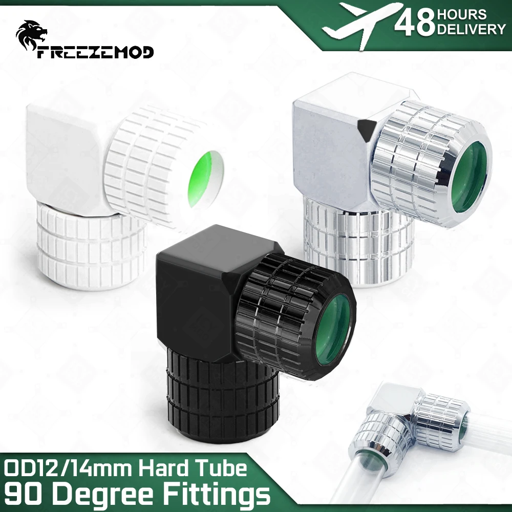 

FREEZEMOD 90-градусные поворотные фитинги для жестких трубок, антиотделительное уплотнительное кольцо для трубки OD12 мм/14 мм PETG/PMMA, ПК, водяное охлаждение, MOD