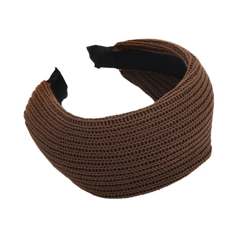 Retro Solid Color Wool Knitting Wide-brimmed Headband for Women Fashion Temperament Hair Hoop Female Party Hair Band Accessories