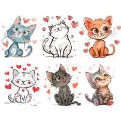 18cm so cute animal cartoon Cat Love decal children's clothing decoration heat transfer decal DTF ironing on T-shirt washable