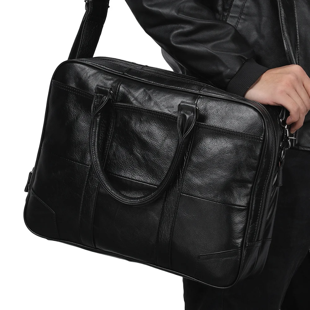 Business Briefcase Genuine Leather Men Bag Computer Laptop Handbag Man Shoulder Messenger s Men's Office