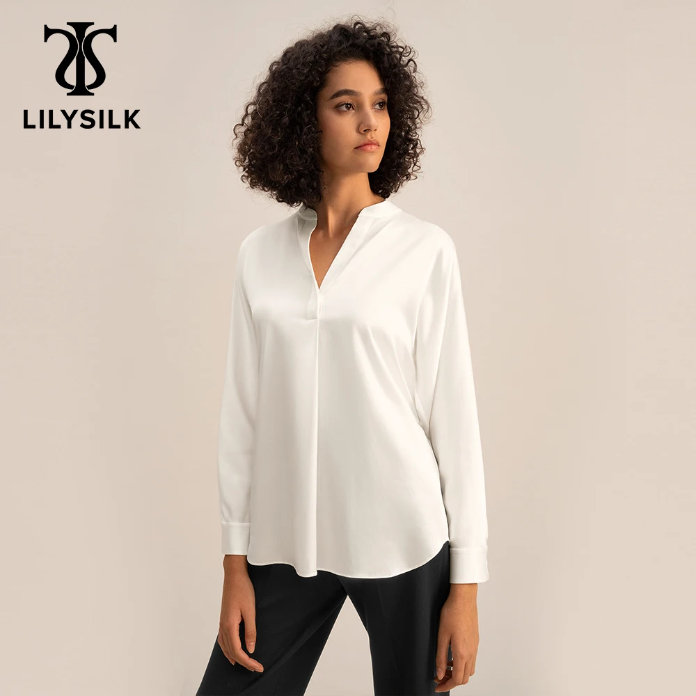 LILYSILK Silk Tied Blouse for Women 2023 New Spring Elegant Long Sleeve V Neck Casual Luxury Top Woman\'s Clothing Free Shipping