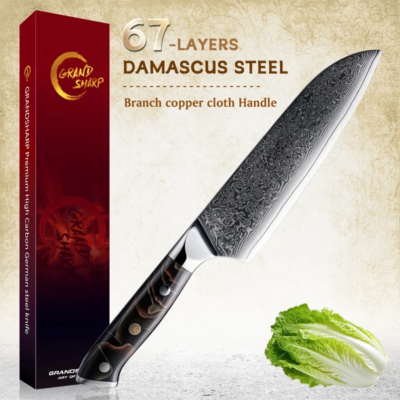 

Grandsharp 6.8'' santoku knife 67 Layer Damascus Steel Boning Paring Utility Knives Meat fruit Vegetable Cutting Tools