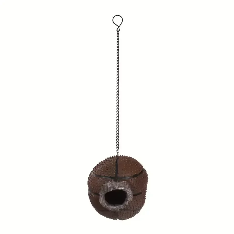 1pc Basketball-Shaped Hanging Birdhouse - Durable Resin, Outdoor Use with Chain, Cozy Winter Nest for Garden & Yard Decor