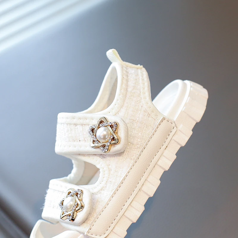 2025 Summer New Children Sandals Girls Elegant Princess Style Sandals Baby Anti-kick Foot Protection Sandals