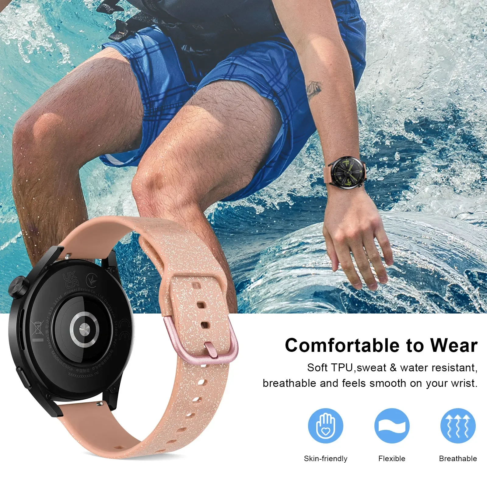 สายรัดกีฬา20มม. 22มม. สำหรับ Garmin vivoactive 3 Music 4 venu SQ สายนาฬิกา2สายสำหรับ Forerunner 245 645 55 158