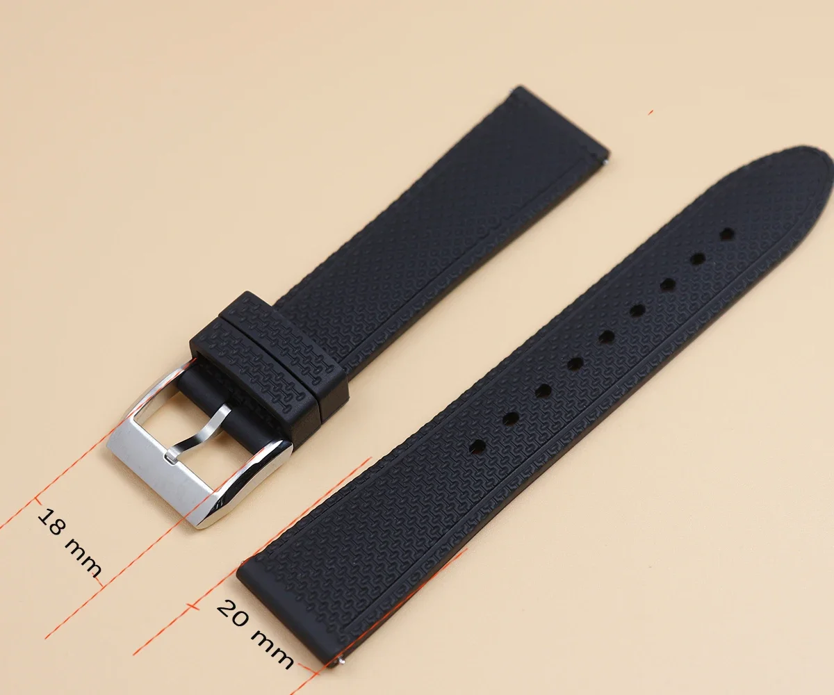 

Cronos Watch Band 20mm Rubber Strap Stainless Steel Buckle Brushed Finished