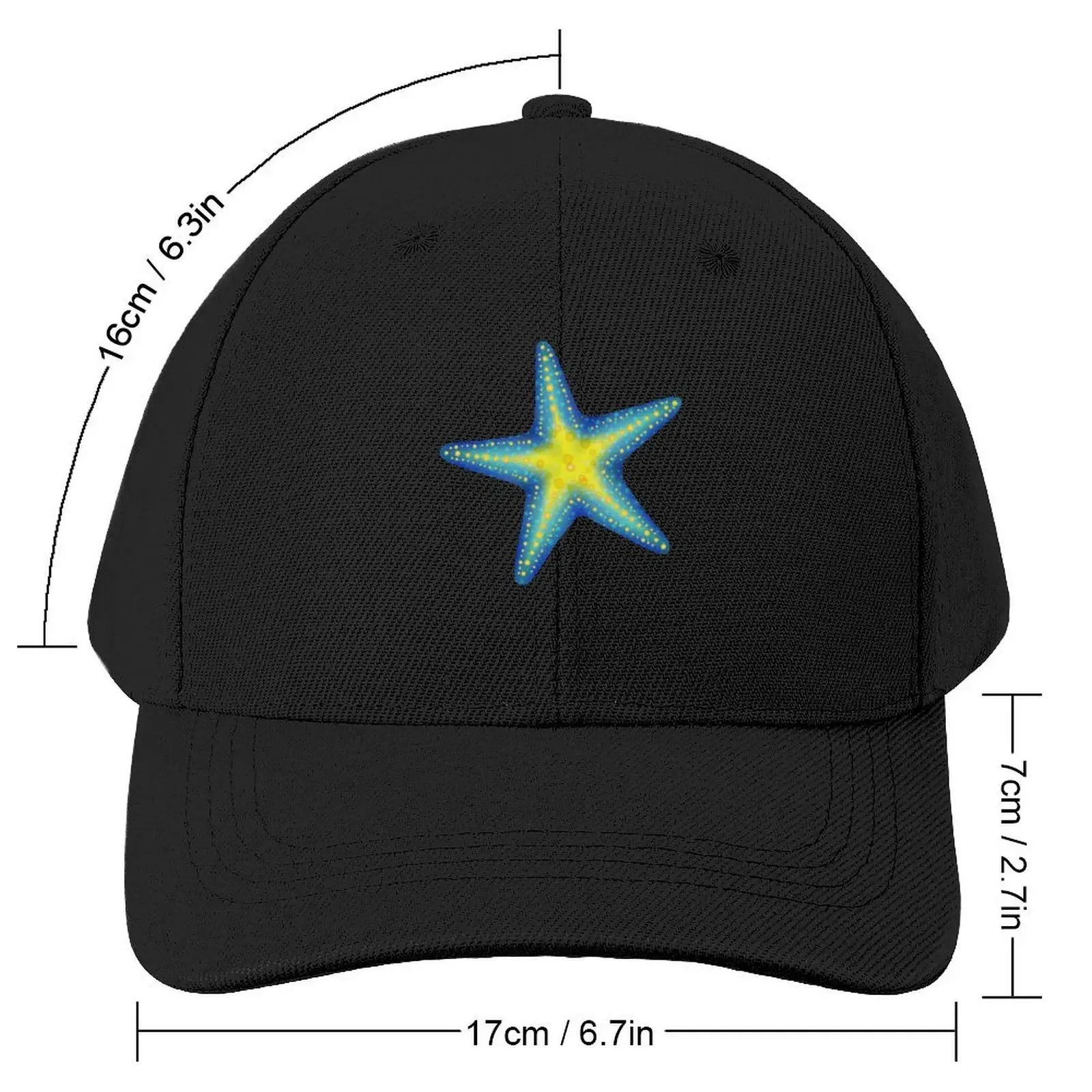 Brightly Coloured Blue & Yellow Starfish Baseball Cap derby hat Hat Man For The Sun Mens Caps Women's