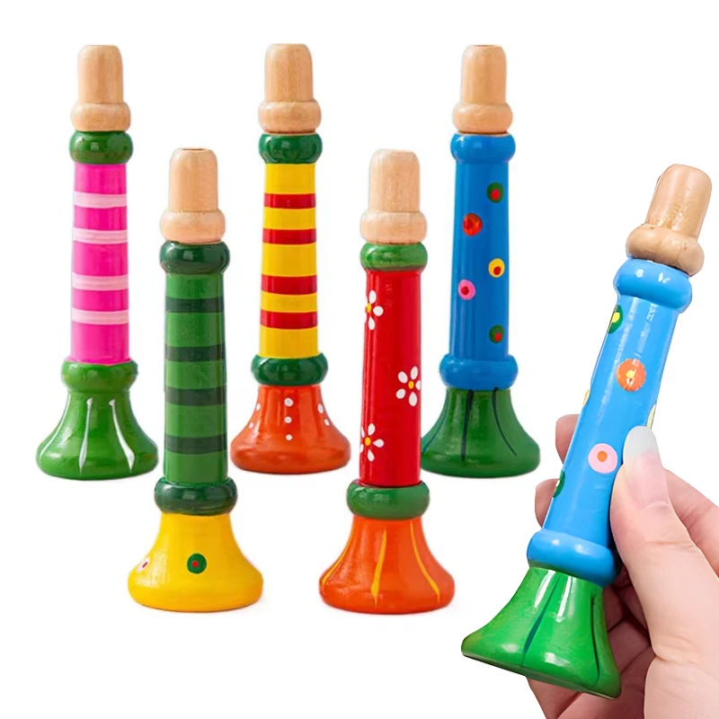 1 ~ 5 قطعة البوق الخشبي ألعاب أطفال القرن صافرة آلة موسيقية للأطفال في وقت مبكر ألعاب تعليمية مونتيسوري التدريب الصوتي TMZ