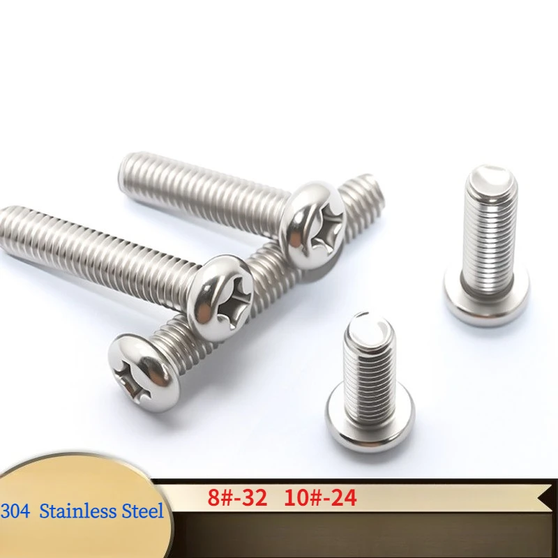 Cross Round Head Screws 8#-32  10#-24  304 Stainless Steel Cross Round Pan Head Screw Bolt