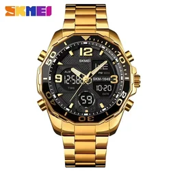 SKMEI-reloj de pulsera Digital para hombre, cronógrafo de cuarzo con anillo giratorio, alarma, doble movimiento, deportivo, 1649