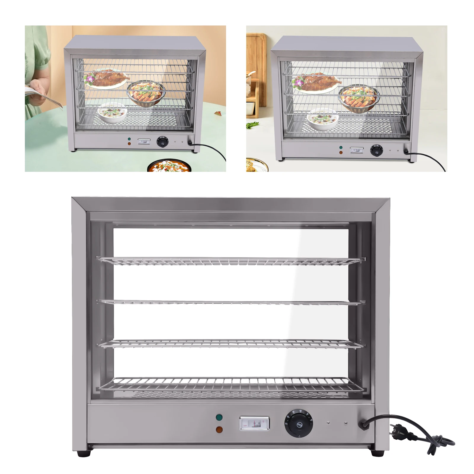 800W Commercial  4-layer Food Insulation Display Cabinet Stainless Steel Selling Cabinet Fast Heating Intelligent Temperat-Contr