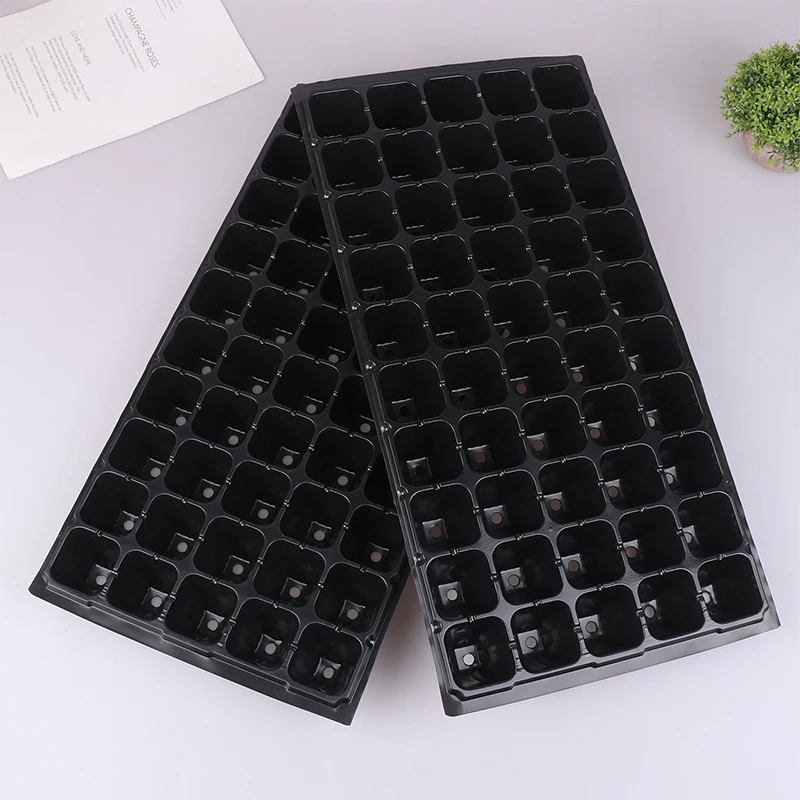 Bandejas de germinación de plástico para jardinería, contenedor de plántulas negro, suministros de jardín para flores vegetales, 2 piezas, 50 celdas