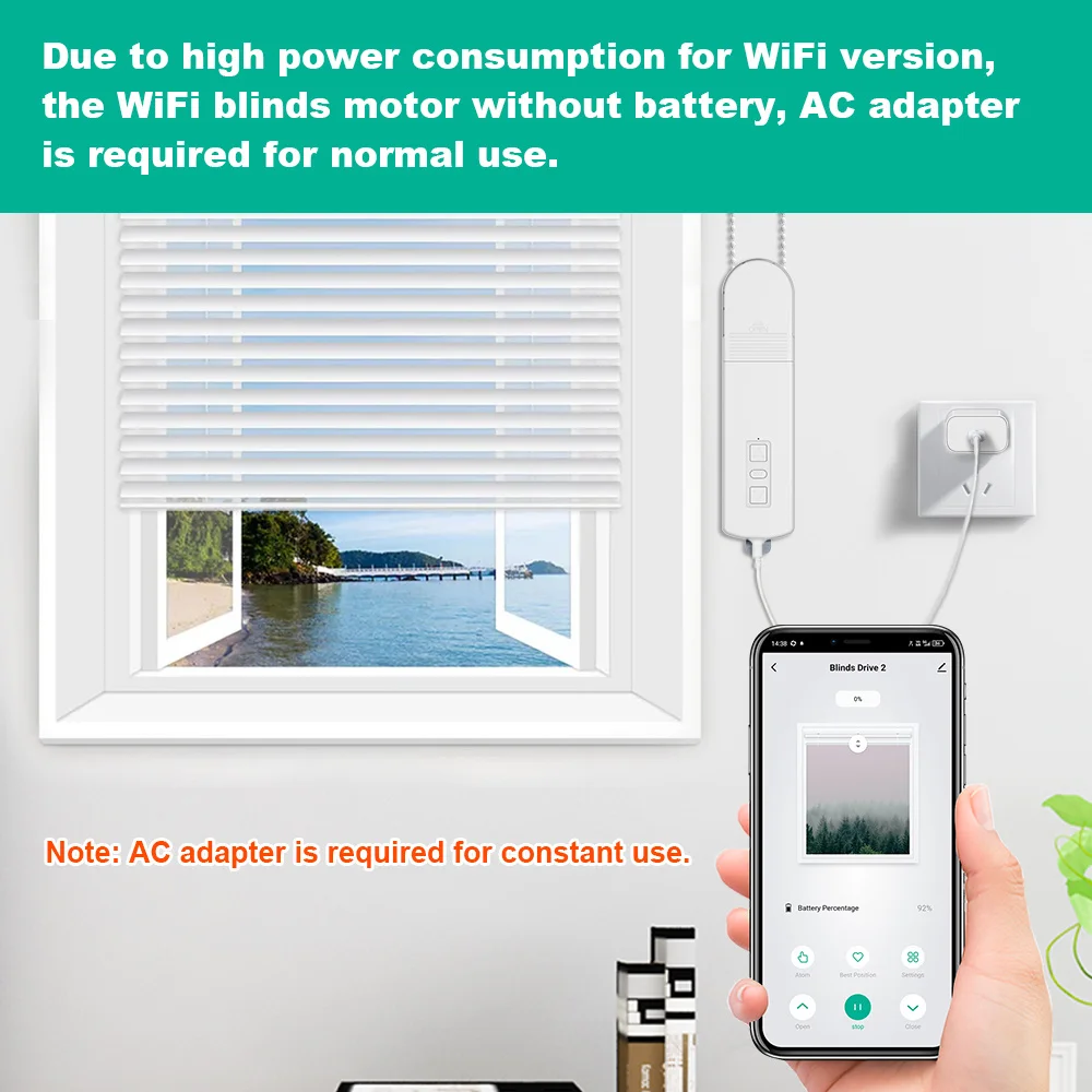 Manhot Tuya Smart Life WiFi Smart Motor Electric Chain Roller Blinds Shade Shutter Drive App Compatible With Alexa/Google Home