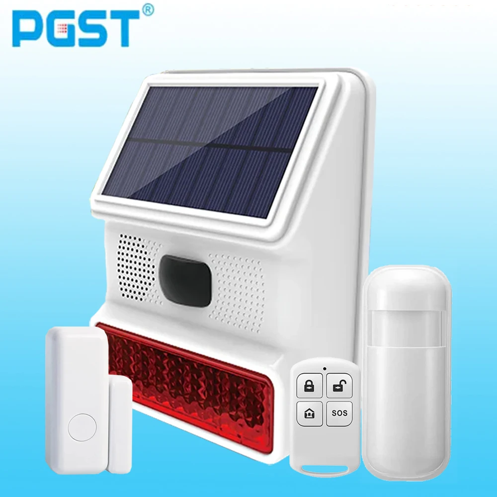 Alarma solar impermeable para exteriores, sistema de alarma LED intermitente, utilizado como cobertizo de garaje doméstico, 433MHz, sensor de movimiento, sensor de ventana