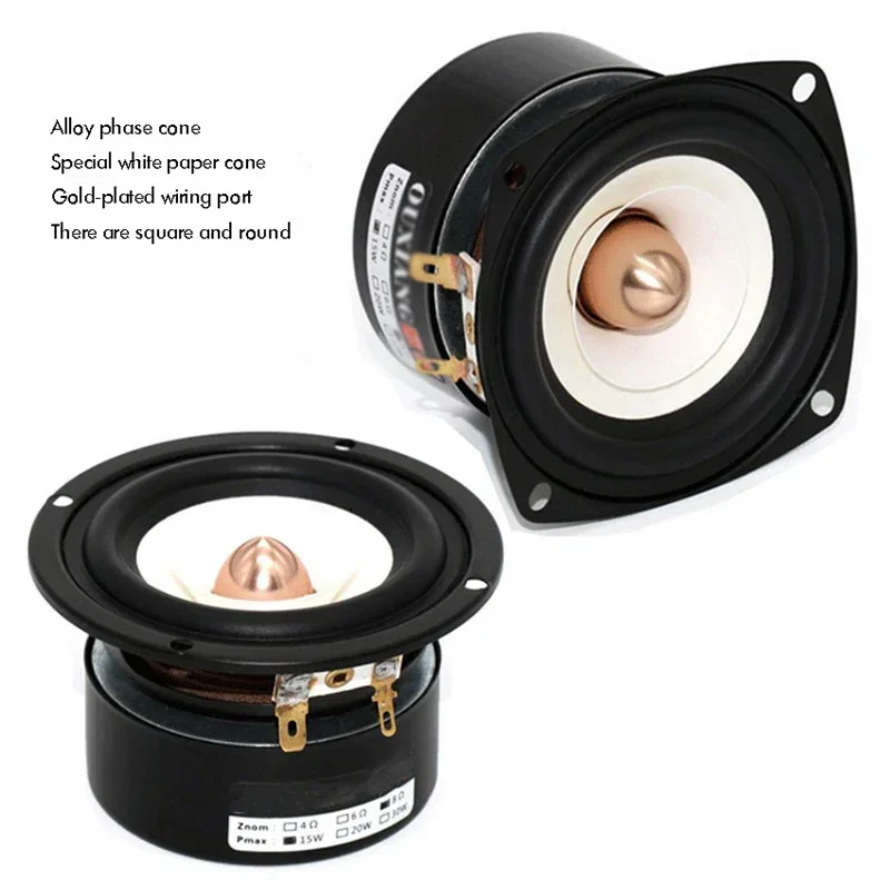 Mini 3 Inch Audio Speaker 4 Ohm 8 Ohm 15W Full Range Sound Speaker HIFI Bullet Treble Mediant Bass Loudspeaker