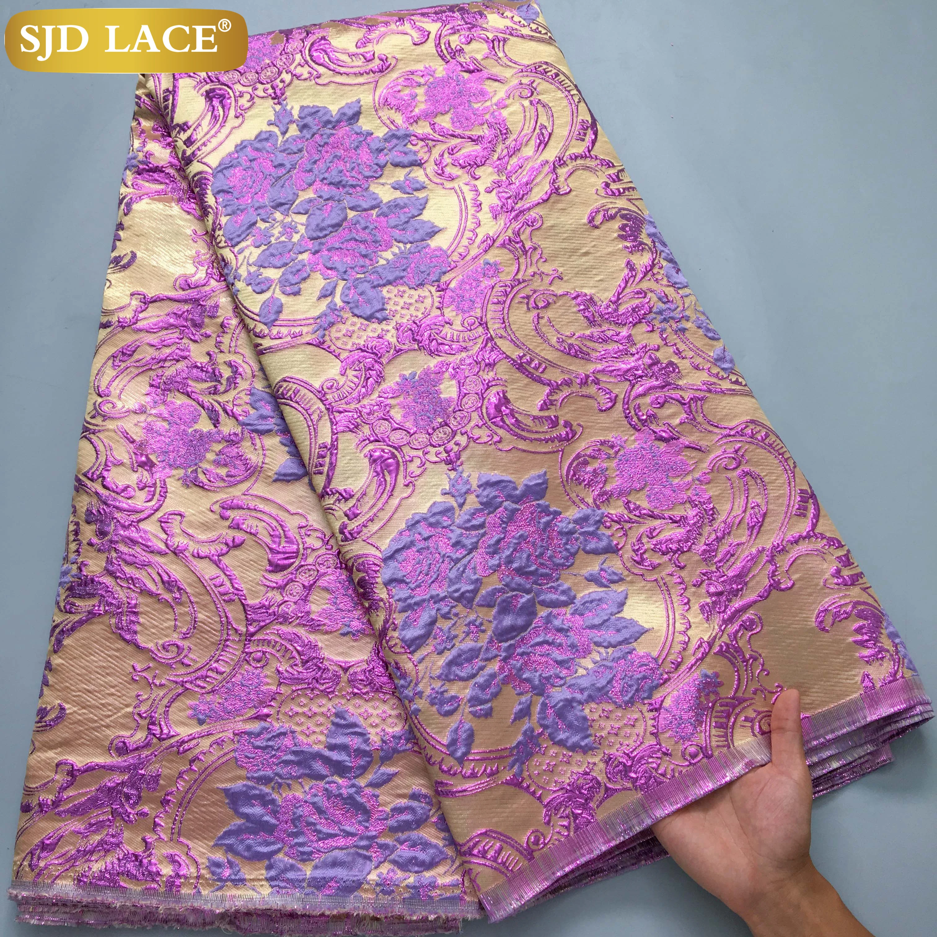 SJD LACE African Brocade Lace Colorful Damask Dresses Fabrics 2024 Latest Nigerian French Jacquard Gilded for Wedding Party 3995