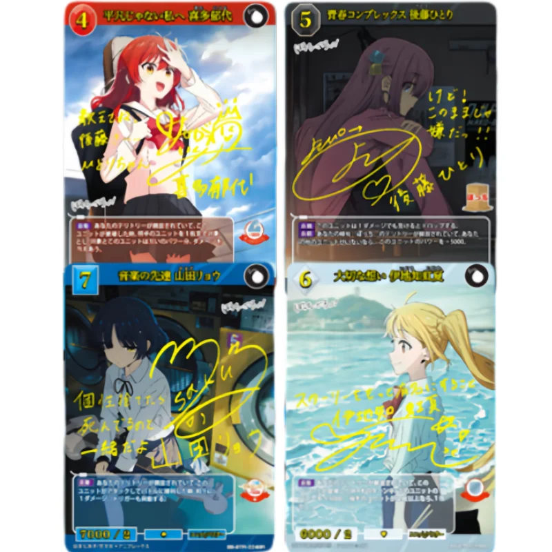 ACG Girl BD Cards Bocchi The Rock Gotoh Hitori Ijichi Nijika Golden Sign Anime Game Characters DIY Collection Color Flash Cards