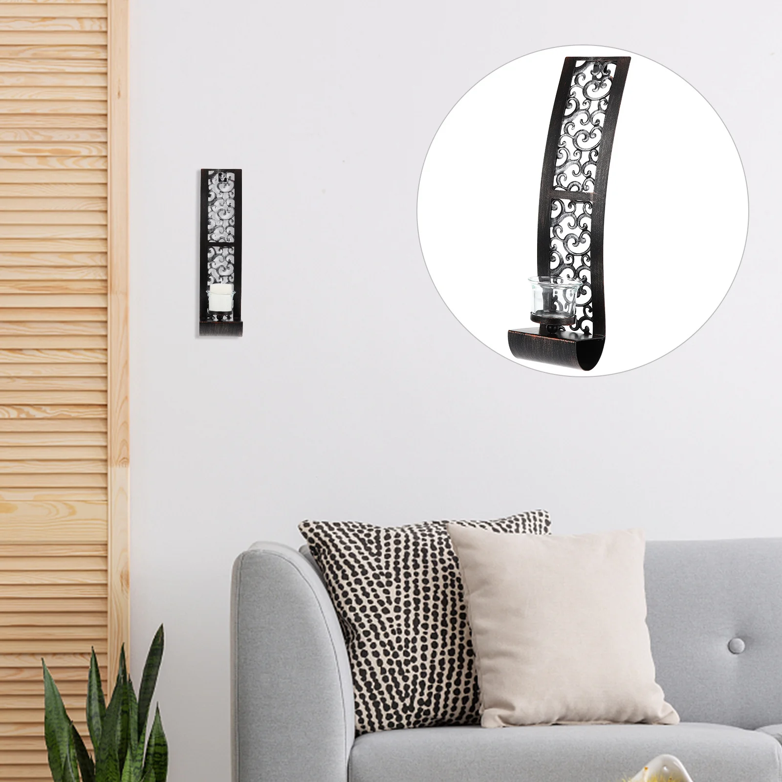 

Candlestick Hanging Decoration Holder Ornament Stand Tea Light Black Metal Holders
