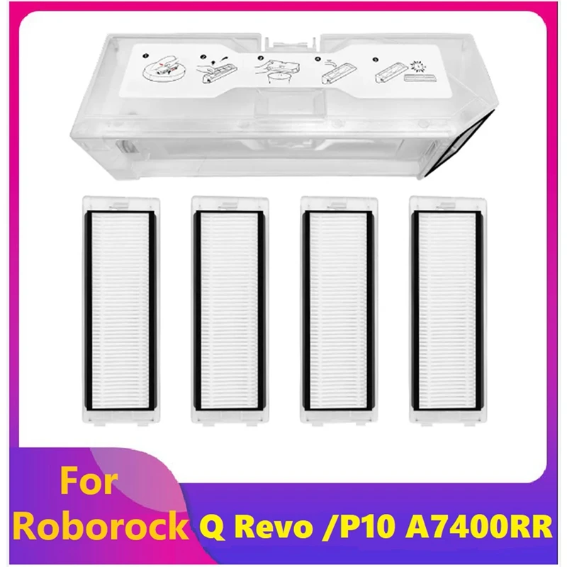 Caja de polvo de repuesto para Roborock Q Revo /Roborock P10 A7400RR, contenedor de polvo para Robot aspirador con filtros Hepa