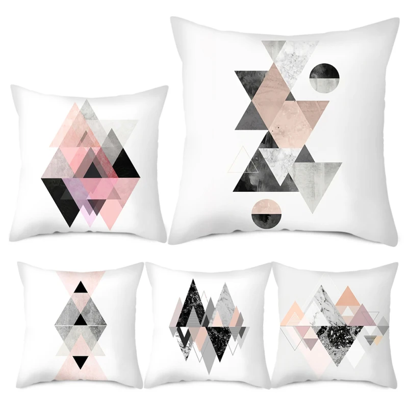 

New Pink Geometric Cushion Cover Modern Fashion Nordic Simple Pillowcase Decorative Sofa Seat Throw Pillows Cover