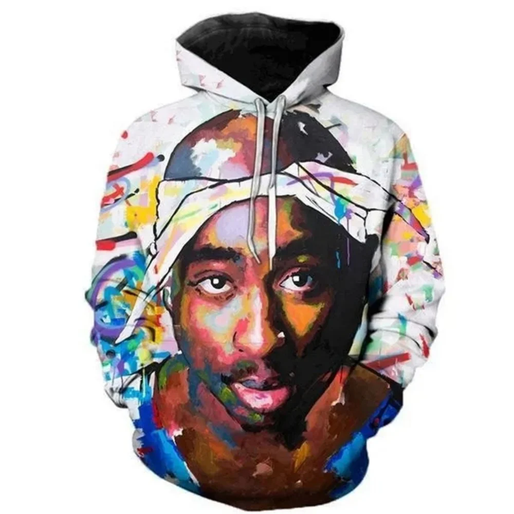 

2PAC Hoodie Rapper Tupac 3D Printed Sportswear Men's and Women's Fashion Hip Hop Oversized Sweatshirt Hoodie Men's Pullover Boys