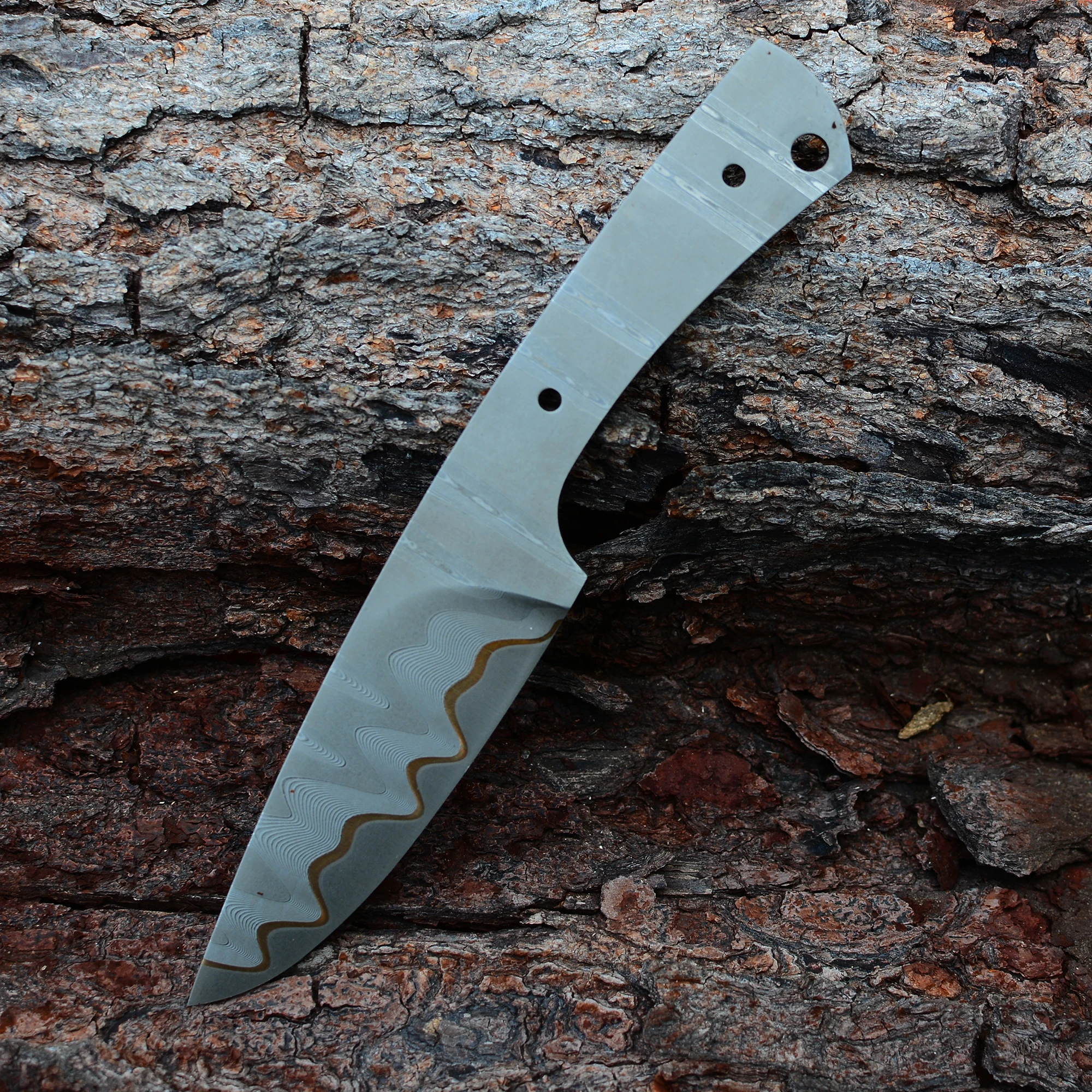 DIY Full Tang Knife Blank Damascus Steel Copper Layer Blank Blade Kitchen Chef Utility Knife Making Material
