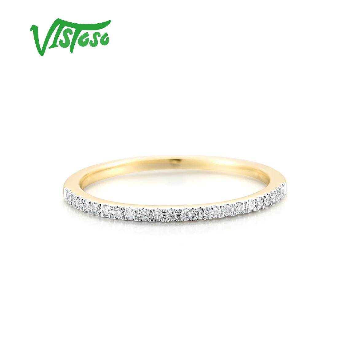 Vistoso genuíno 14k 585 branco rosa ouro branco empilhável anel para mulheres espumante diamante delicado casamento jóias finas