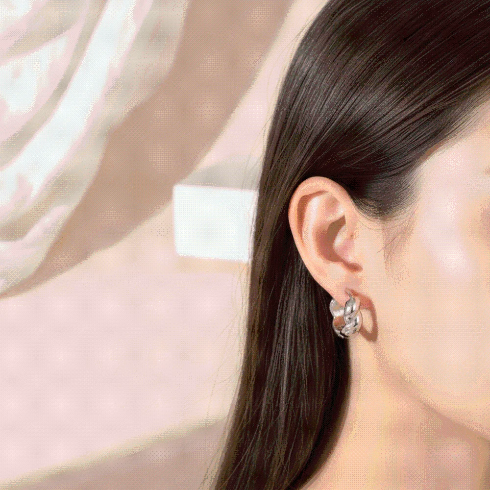 1 pair 18K PVD Gold Plated Twisted Mini Huggies Water-Resistant Coating Snap-Post Closure Minimalist Croissant Studs
